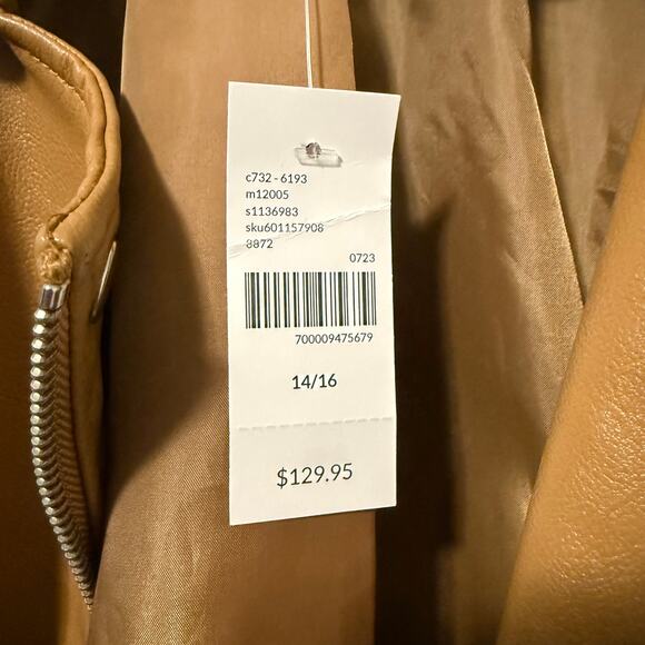 NWT Lane Bryant Brown Sugar Asymetrical Zip Faux Leather Moto Jacket 14/16 - Picture 14 of 14